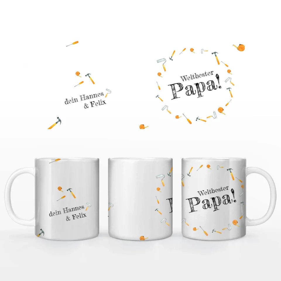 Motivtasse Vatertag "Hammer Papa" - Customizer Keramik-Tasse / Weiß / 330 ml von TeeInBlue