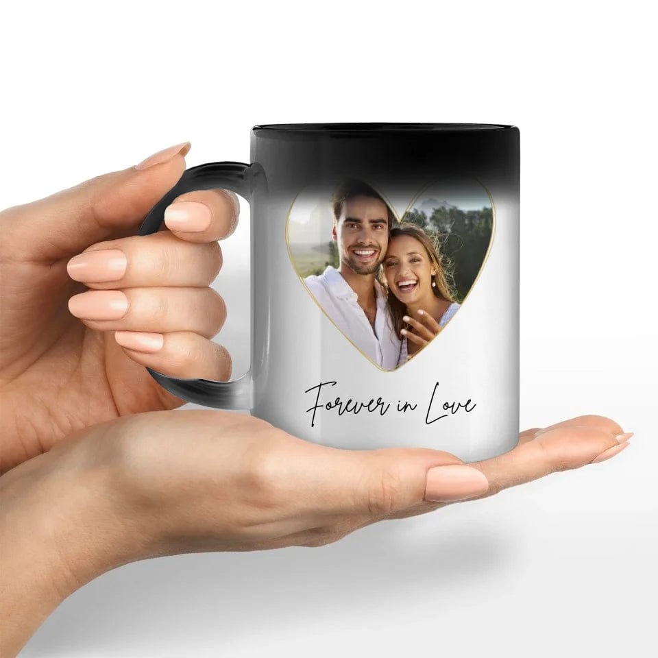 Fototasse "Forever in Love" - Tasse Keramik-Zaubertasse / Schwarz / 330 ml von TeeInBlue